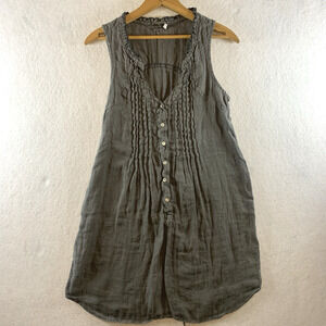 Belle Notte Linens Womens Linen Shift Dress Sz S Gray Coastal Quiet Luxury Beach